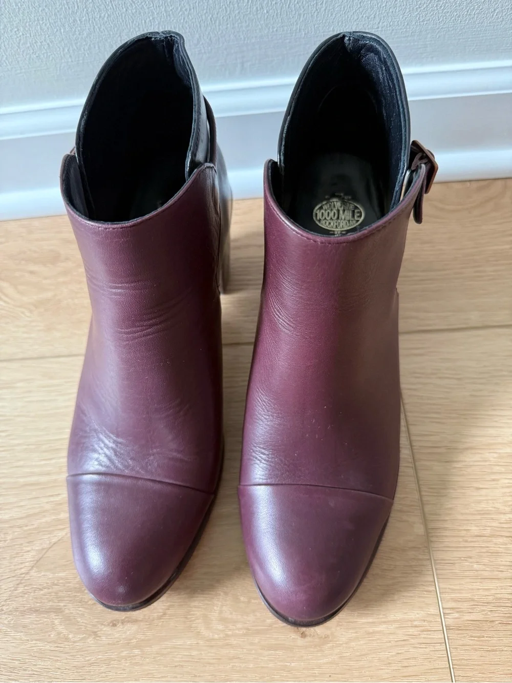 Wolverine Burgundy and Black Leather Ankle Boots